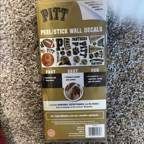 3/$15 Vintage Pitt Peel and Stick Wall Decals University of Pittsburgh Panthers - Picture 2 of 5
